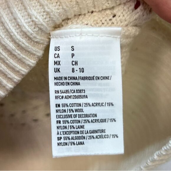 American Eagle Outfitters Women Sweater Small White Open Knit Long Sleeve Casual - Picture 3 of 12